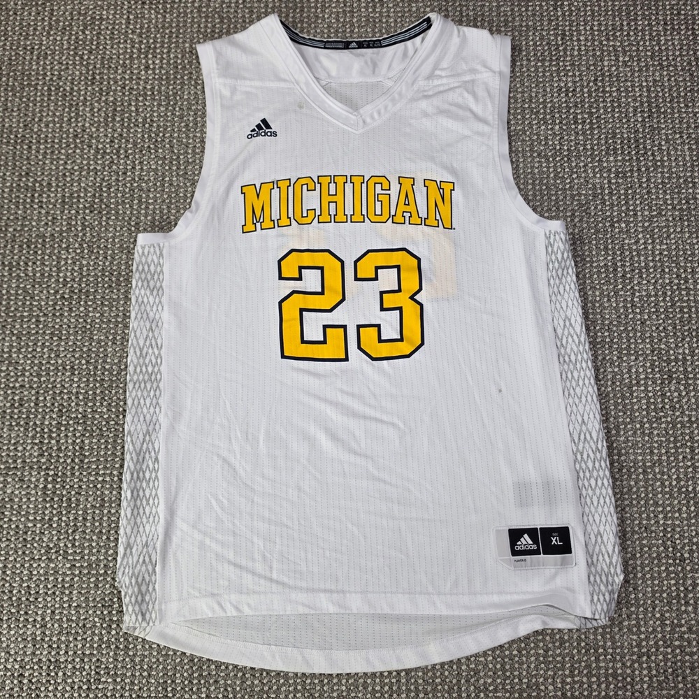 Adidas Michigan Basketball Jersey Mens XL #23 White Mesh Collegiate Sportswear